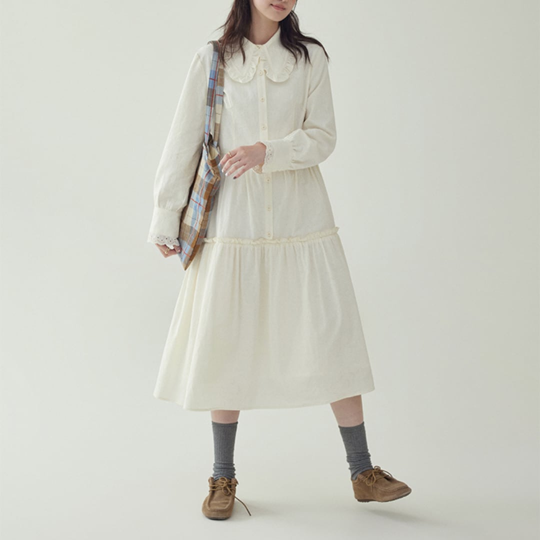 frill collar long dress