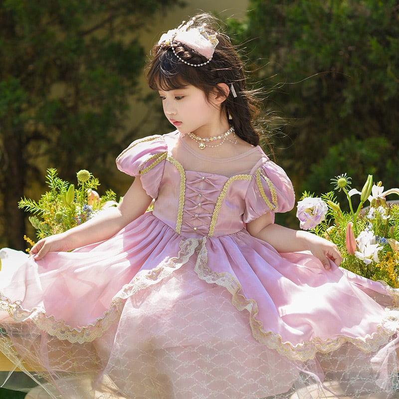 即納】ラプンツェル風豪華レースドレス [プリンセスドレス