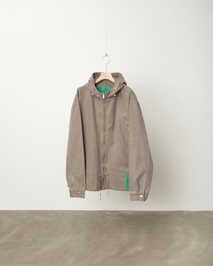 1990s vintage design printed zip up hoodie cotton jacket / From EUROPE