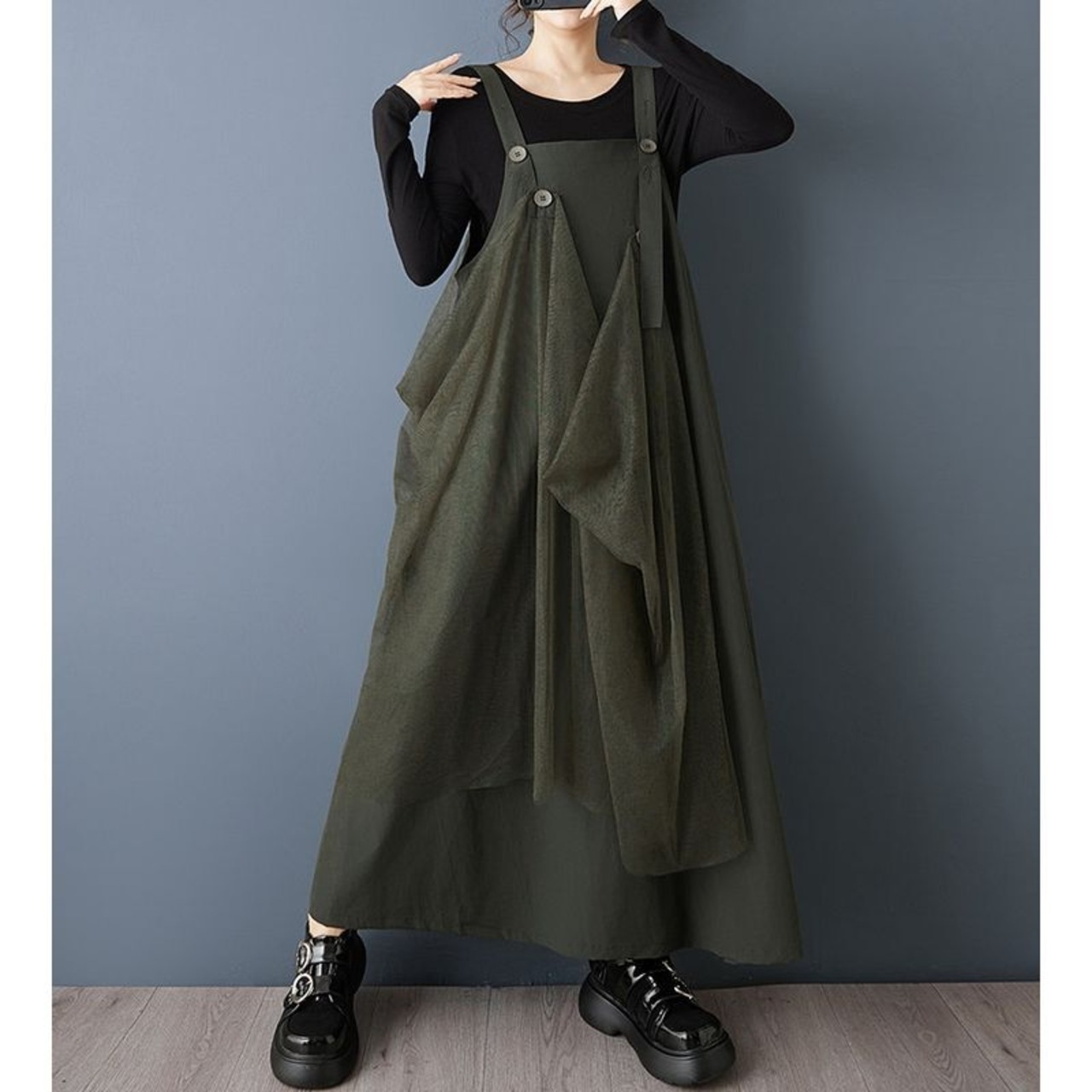 レイヤード チュール サスペンダースカート 00355