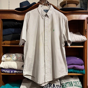 1990's POLO ralph lauren button down half sleeve shirts XL Philippine製 D1247