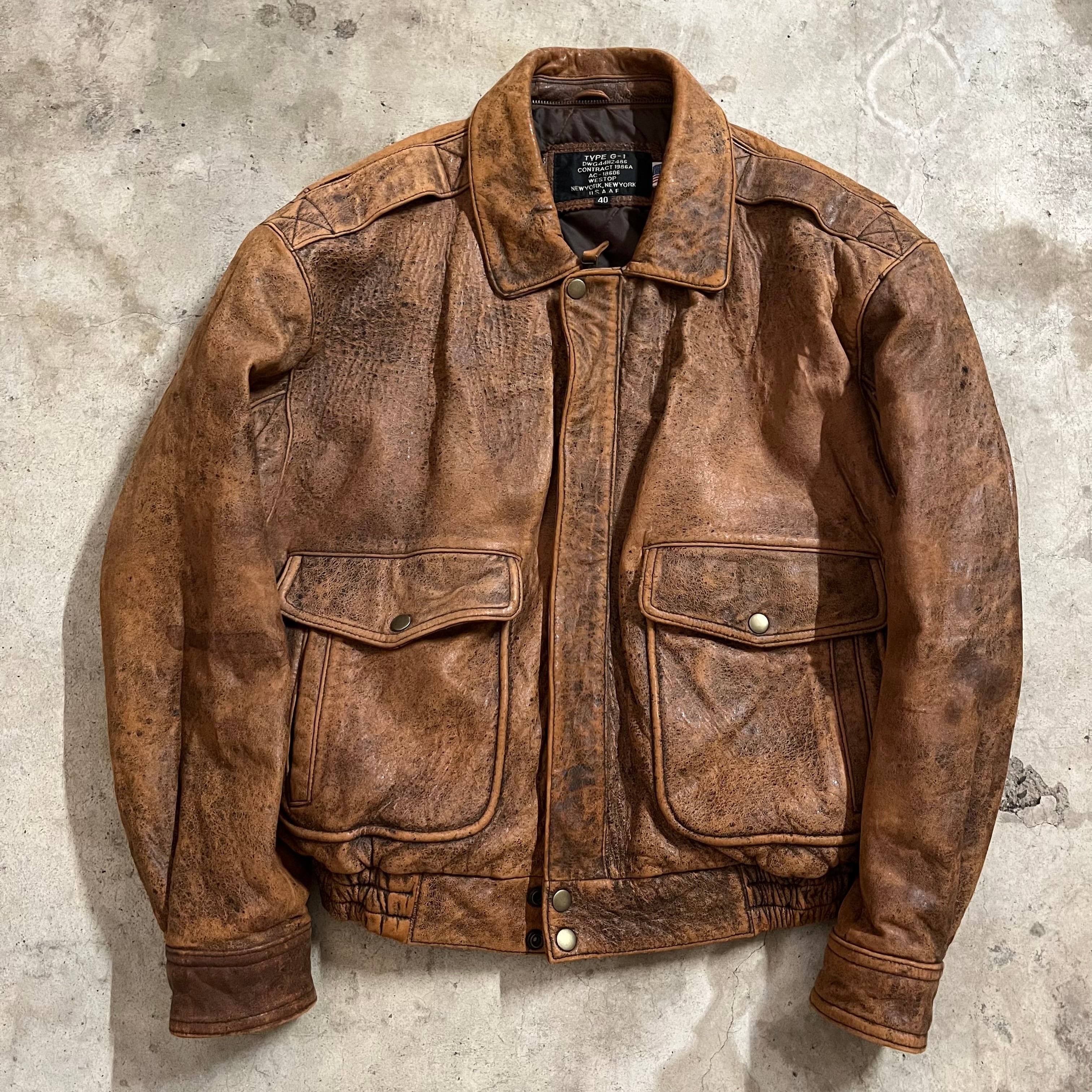 US_army〗80's made in USA G-1 short lamb leather flight jacket/80 ...