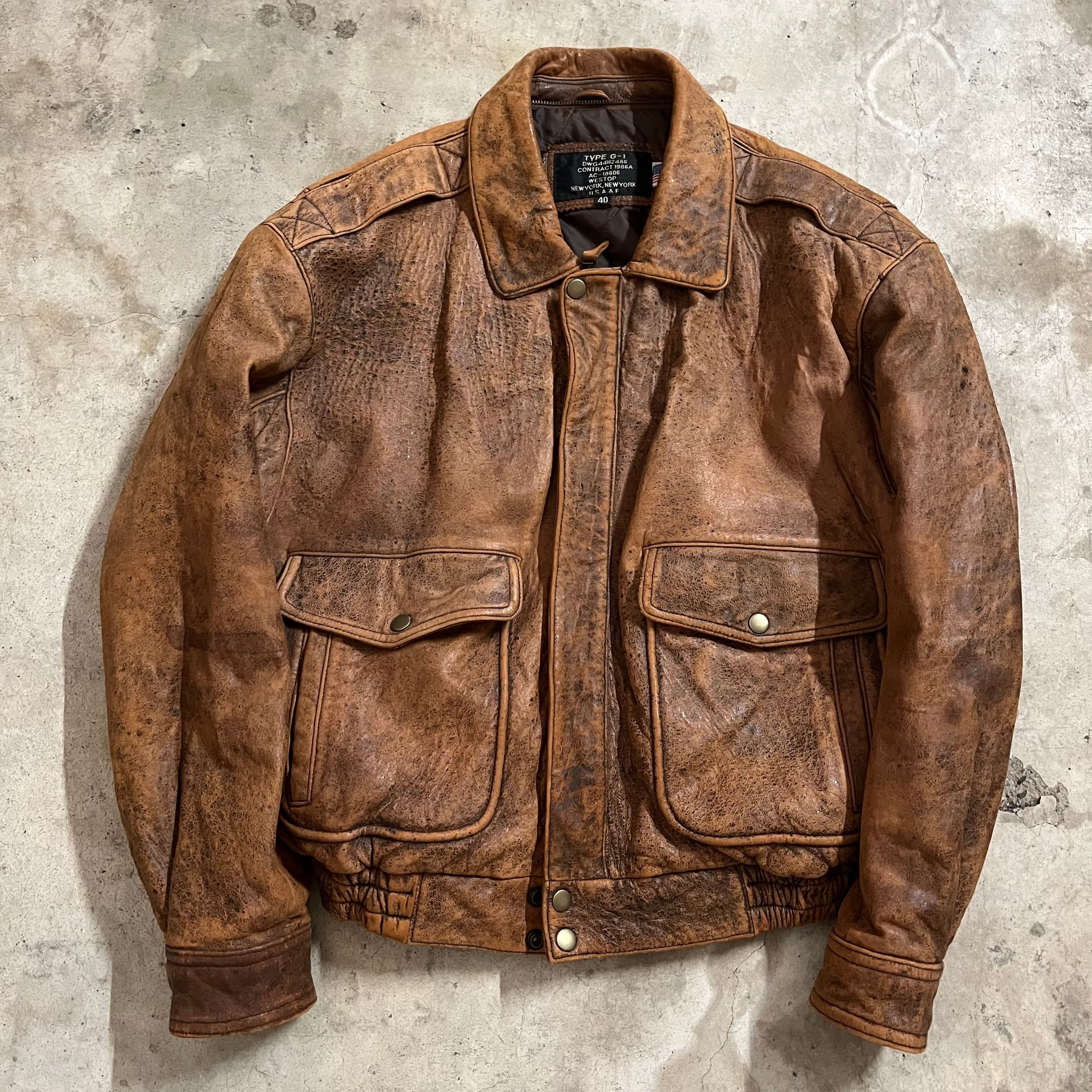 90s短丈　leather blouson 80s 着画あり