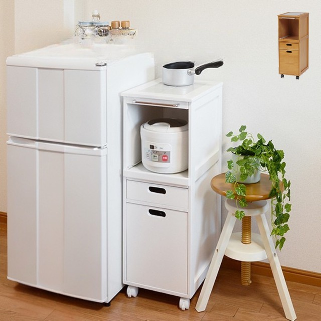 ミニキッチンワゴン 炊飯器ラック キャスター付き一人暮らし 8601