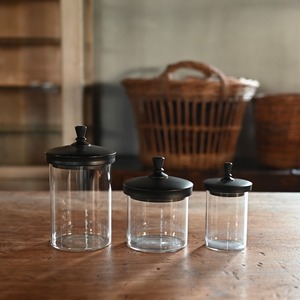 ガラスジャー L ブラック〈食器・キャニスター・保存容器・収納・キッチン〉113869