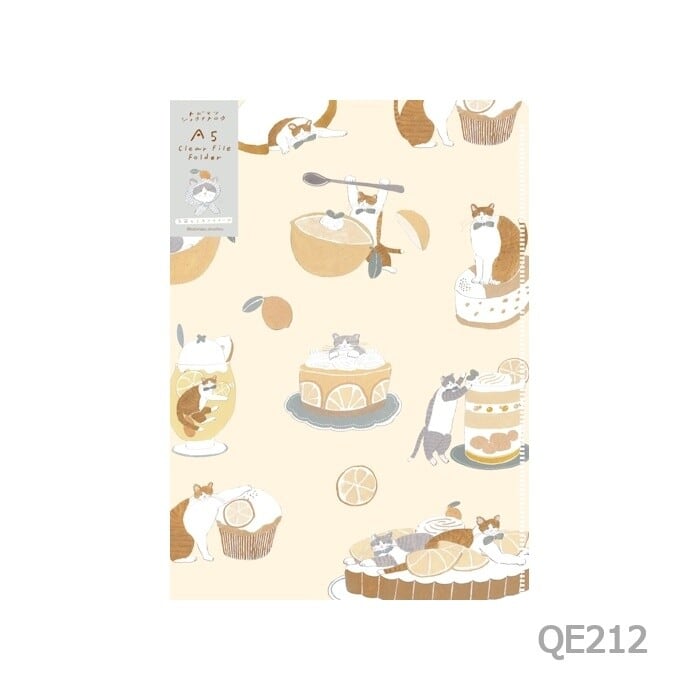 トビマツショウイチロウ×古川紙工 猫とレモンスイーツ A5クリアファイル FU03