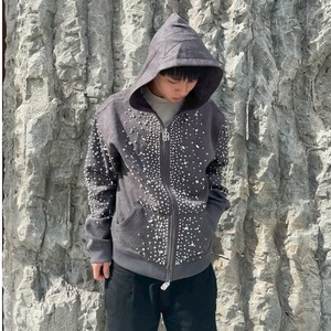 【Birth Of Royal Child】Cashew Blossom Pearl Zipper Hoodie