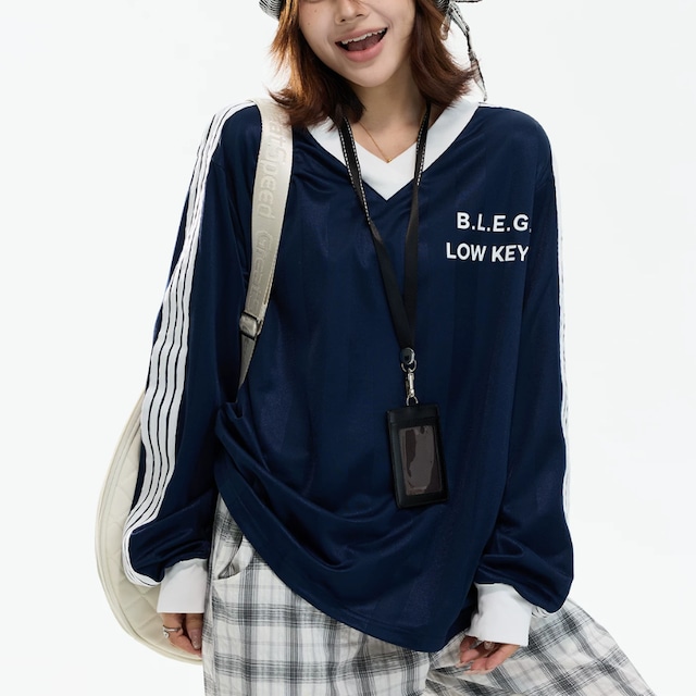v-neck long game tee　Vネックゲームロングティー　J2104