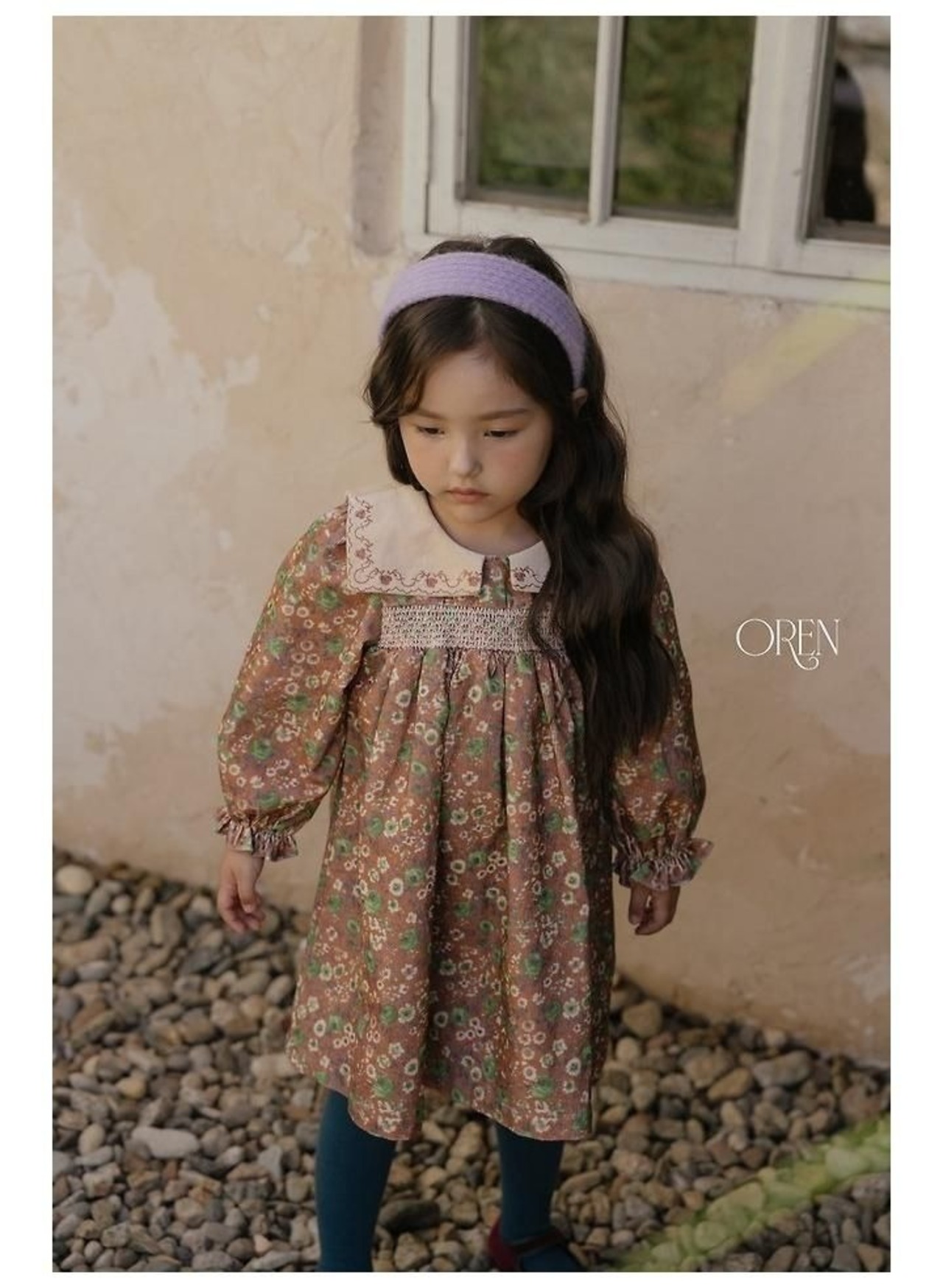 オーレン / oren / ボンジュールスクエアカラーワンピース / 韓国子供服 / キッズ / 26winter〖取寄〗*S~XL*