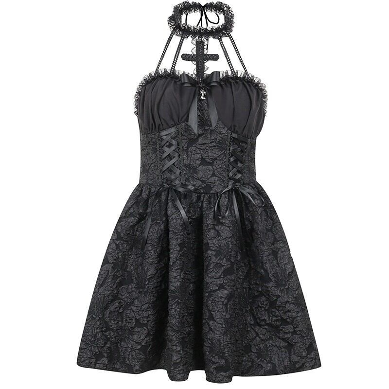 Cross lace halter one-piece r0149