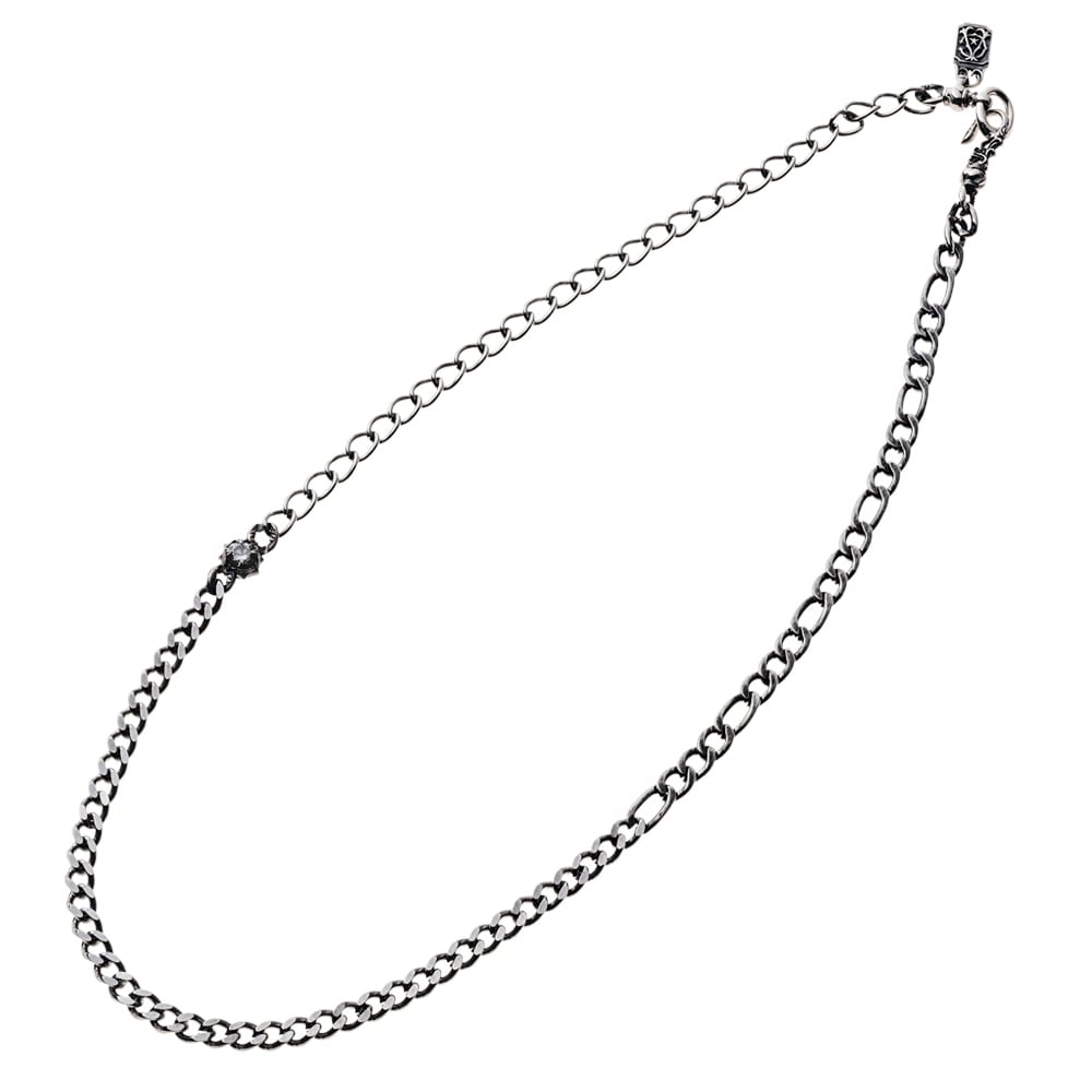 シルバーアクセントSUS喜平ネックレス ACCN0080 Stainless Steel Curb Chain Necklace with Silver Accents ステンレスアクセサリー Stainless steel accessories