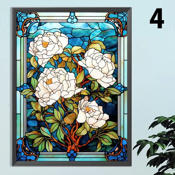 中級 フル ダイヤモンドアート キット ビーズ刺繍 ステンドグラス 蓮