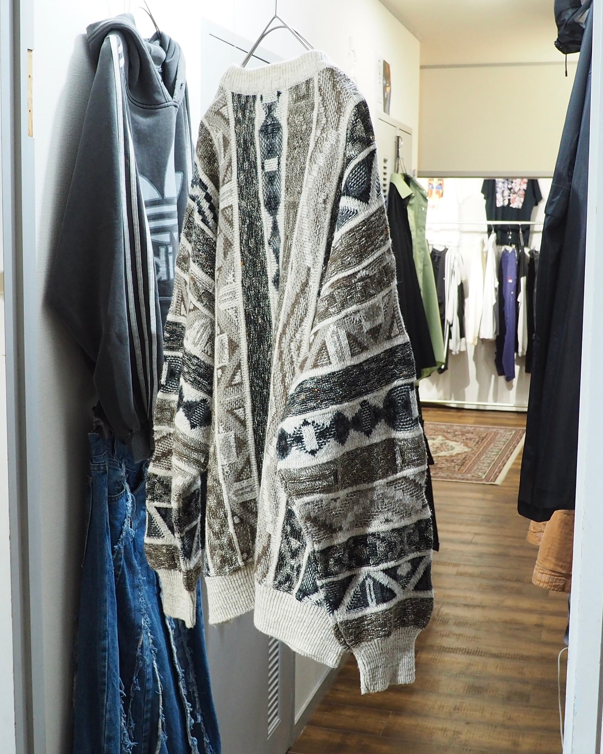 1990s " Made in Italy " Multi Color Geometric pattern vintage loose knit