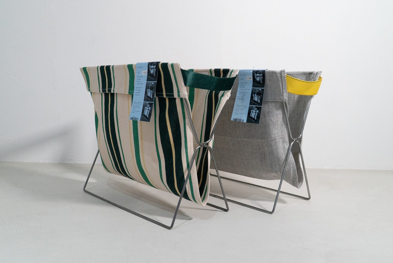 FOLDING BAG STORAGE FOR CAFE Ivory - Black Mix/PUEBCO/プエブコ/ラック/荷物おき