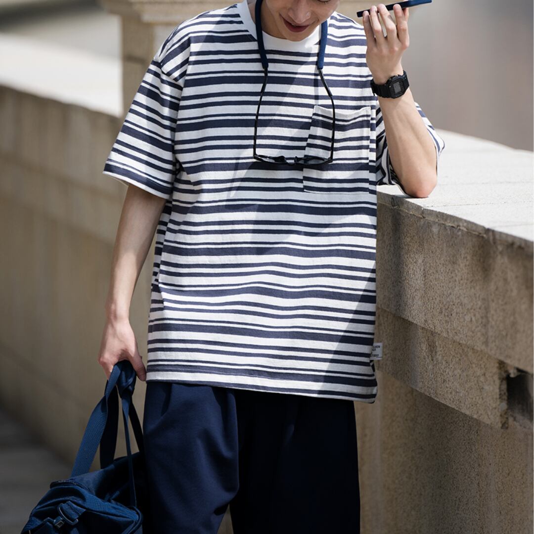 Bellken City Boy Loose Retro Wash Stripe T Shirt シティボーイルーズレトロウォッシュストライプtシャツ Nrg