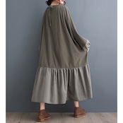 ボートネック バルーンスリーブ ワンピース 00176