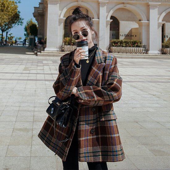 コート レディース チェック柄 ジャケット ダブルプレスト おしゃれ