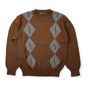 DAKS ダックス アーガイル デザイン ウールニットセーター サイズ M /メンズ/ブラウン