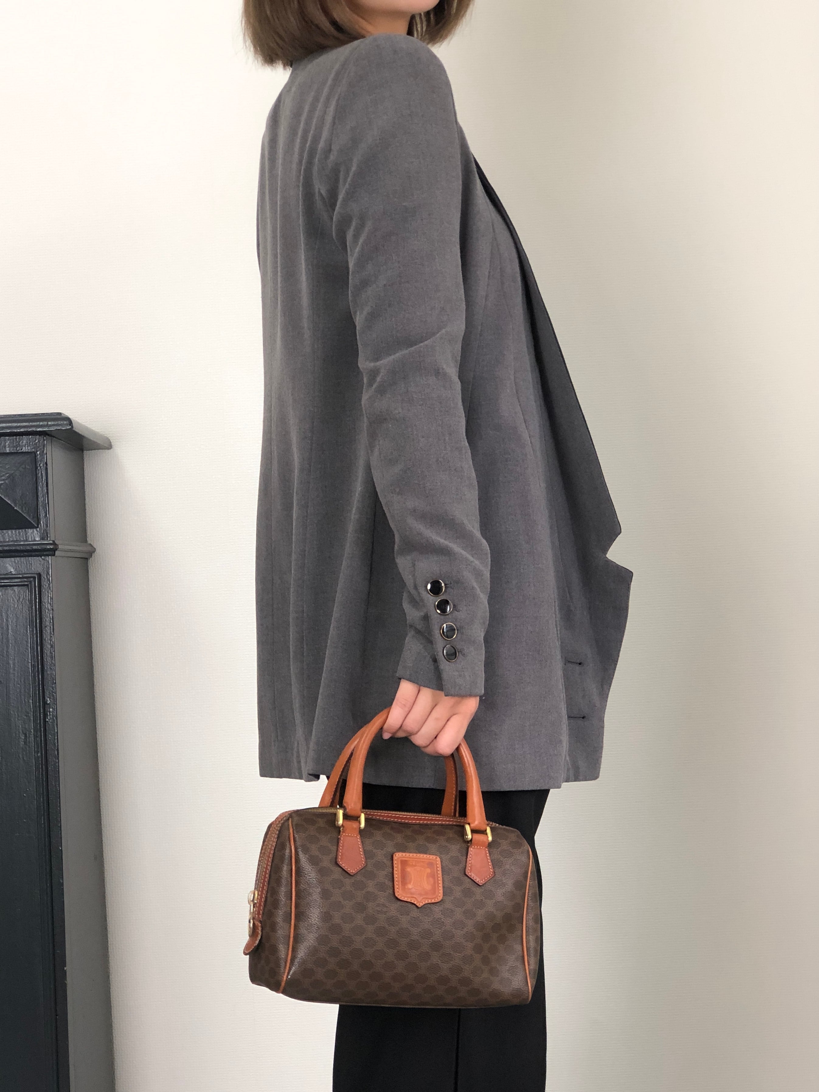 お買い得　セリーヌ　マカダム　ミニボストンバッグ　レザー　PVC 2way CELINE セリーヌ マカダム ボストンバッグ ショルダーバッグ