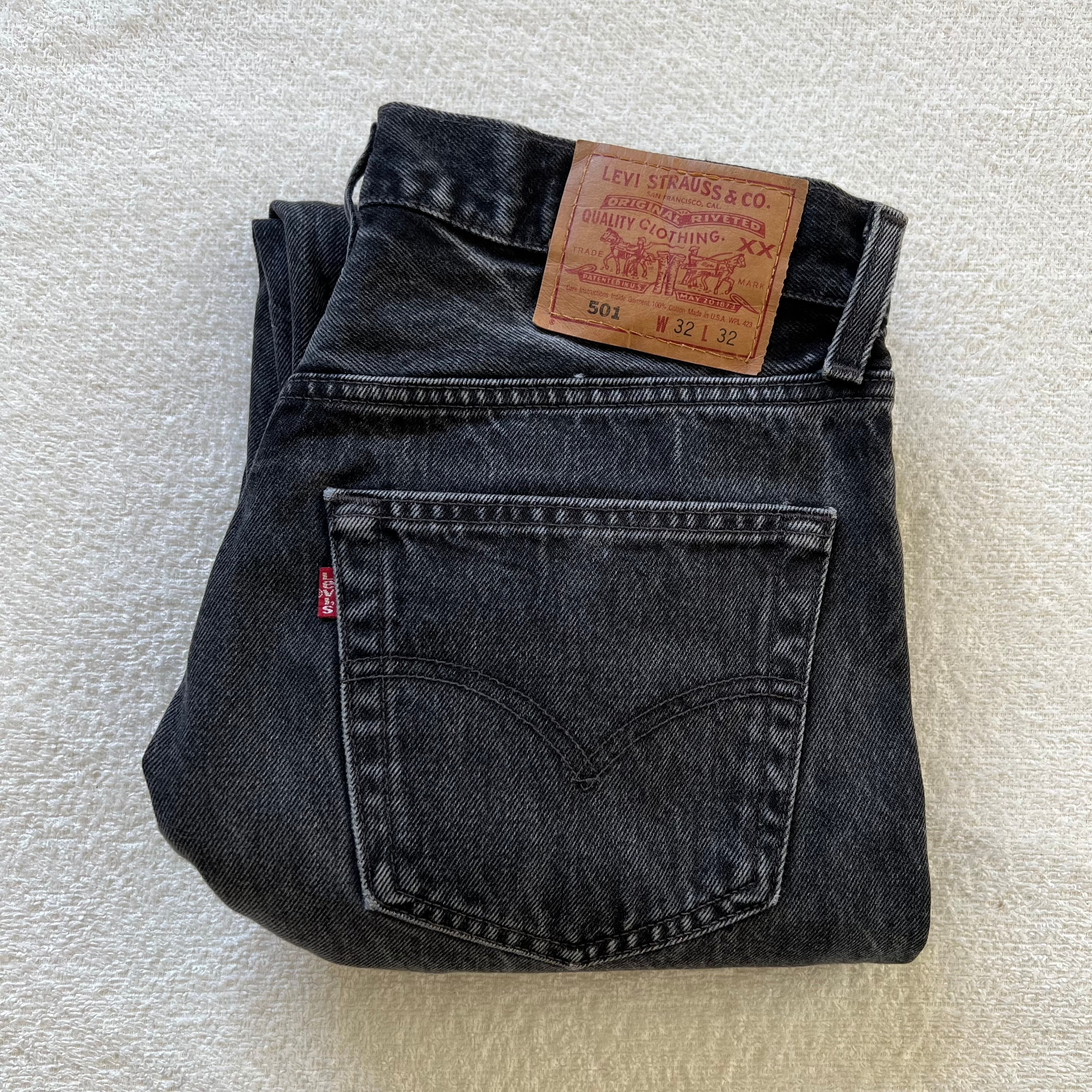 Levi's 501 USA製 W32×L32 リーバイス ブラック デニム ダメージ ...