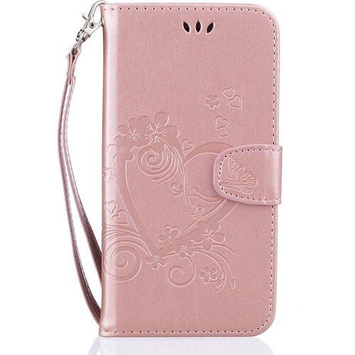 Case for iPhone 16 pro max ケース カバー 6.7インチ アイフォン16 プロ マックスケース カバー スマホケース 手帳型ケース 可愛いハート押し花柄 COO カード収納 ストラップ付き 選べる スタンド機能付き マグネット付き 財布型 耐衝撃 軽量 全面保護 A2-ローズゴールド iPhone16 pro max 2871