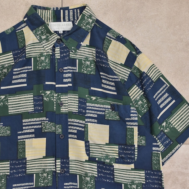 90s～ GIOGIO ARMAN geometric pattern silk shirt