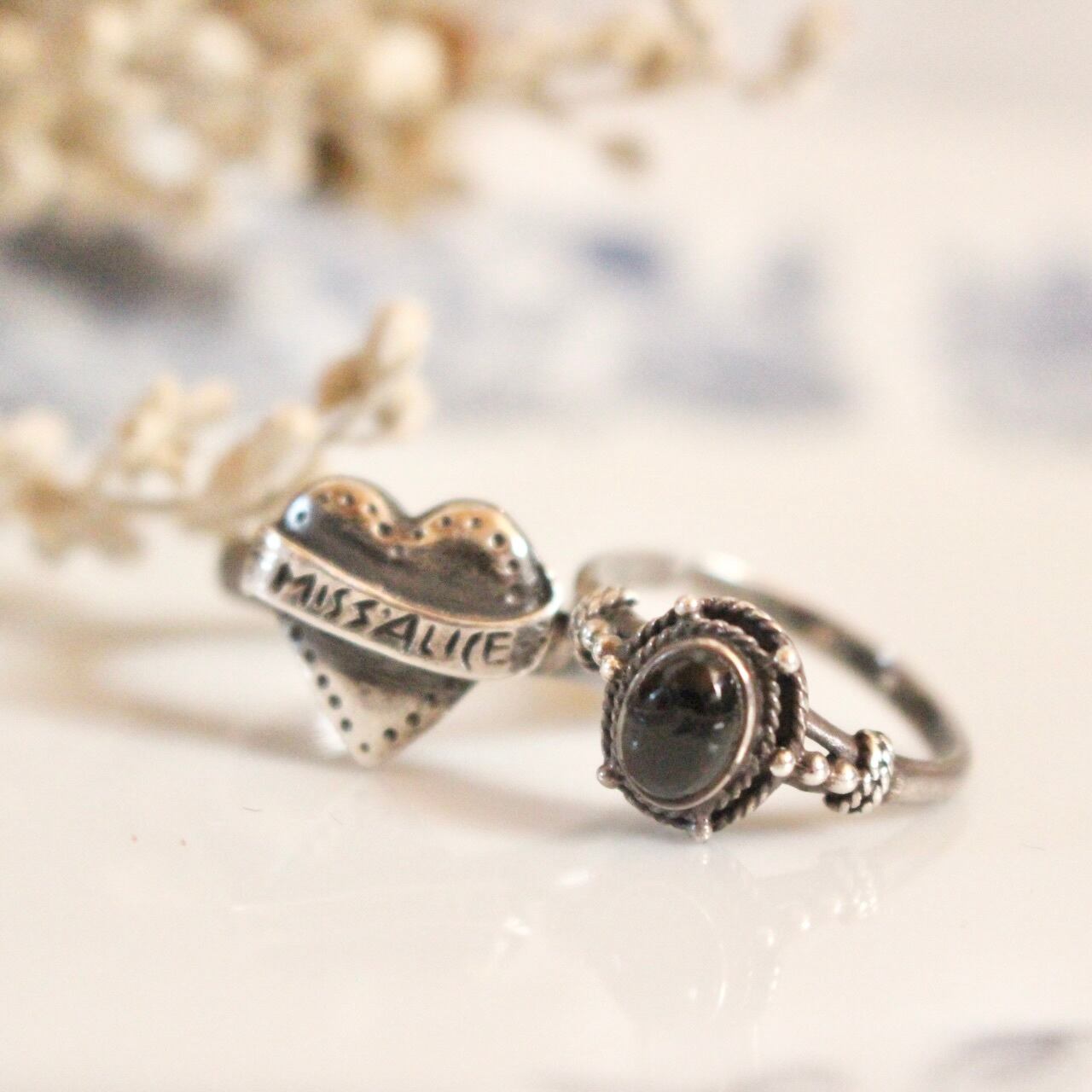 ストーンリング silver ブラック【849】