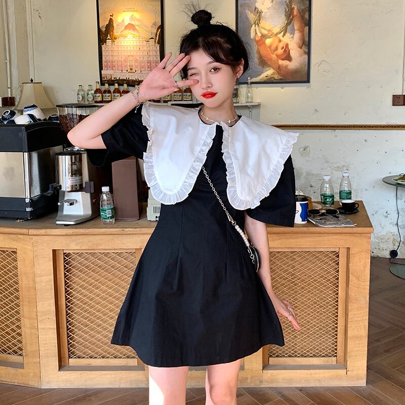 カジュアルカラーブラックスカート ドレス サマー 夏物 ドラファッションホール56846758014