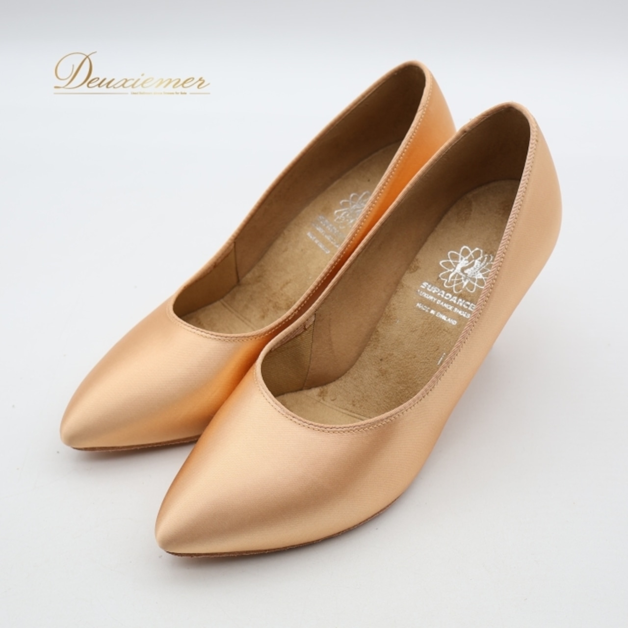 社交ダンス 衣装 スタンダード シューズ 5 1/2サイズ ピンク系 オレンジ系 SUPADANCE 靴 くつ ヒール レディース 無地 シンプル 光沢 上品 イングランド製 ダンス衣装 練習 レッスン イベント ステージ かわいい 明るい 華やか パーティー