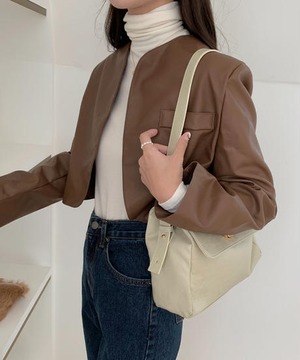 《即納商品》antique leather jacket (ivory / brown)