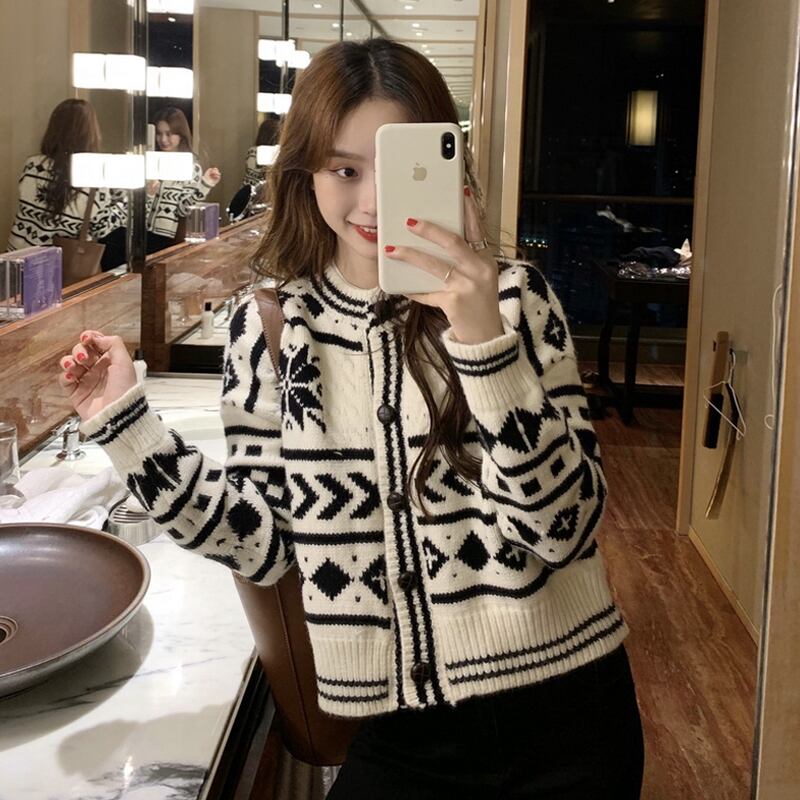 ヴィンテージカーディガンセーター トップス オータムウィンターレッドスタイルレディース 秋物 冬物 ビンテージ 試着室91692606735