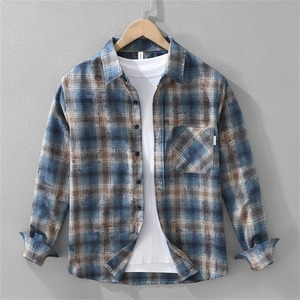 【M-3XL】Washed Check Long Sleeve Shirt / ウォッシュ チェック 長袖 シャツ