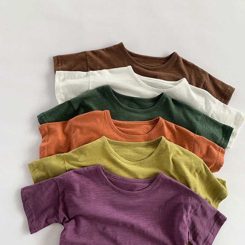 【KID】韓国風 無地半袖tシャツ