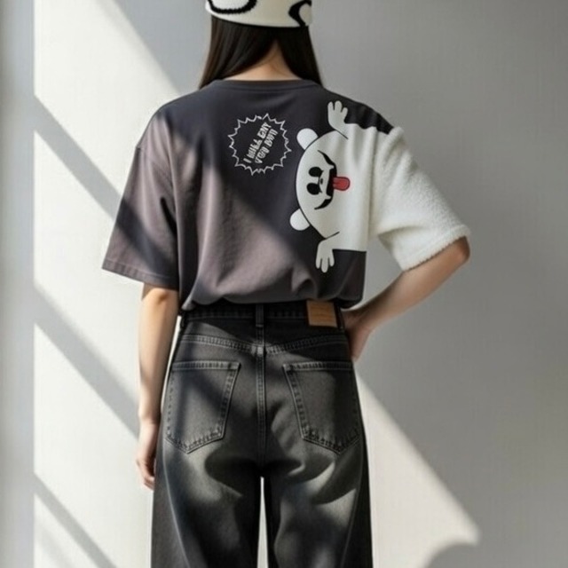 食べちゃうぞ⁉ 袖刺繍 オバケTシャツ ゆるだぼ – ドーン！とオバケ登場⁉