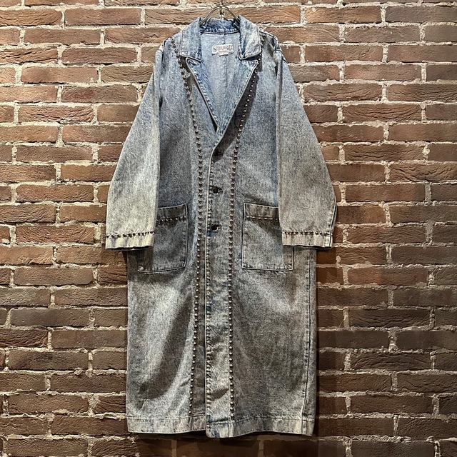 【Caka act3】Silver Studs Design Vintage Loose Denim Coat