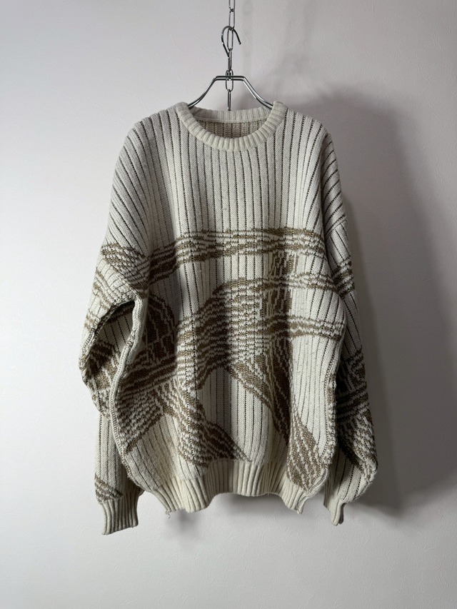 90~00’s Eur Abstract Pattern Textured Rib Knit