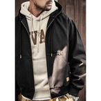 Canvas Fabric Full Zip Up Parka ◇2color H0217