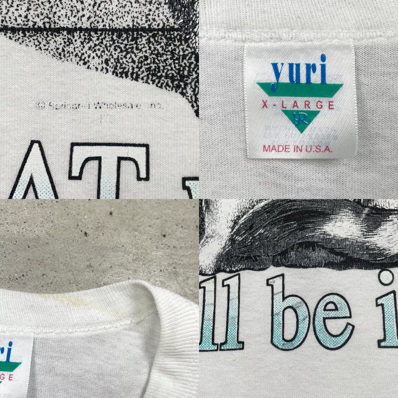 90年代 USA製 CAT 猫 ネコ メッセージ アニマルプリントTシャツ メンズ 