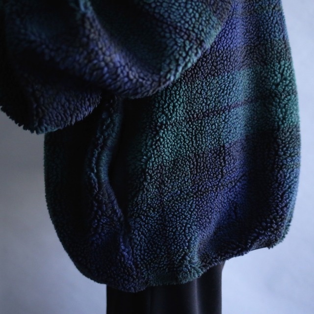 "NAUTICA" good coloring check pattern over size half-zip  boa fleece pullover