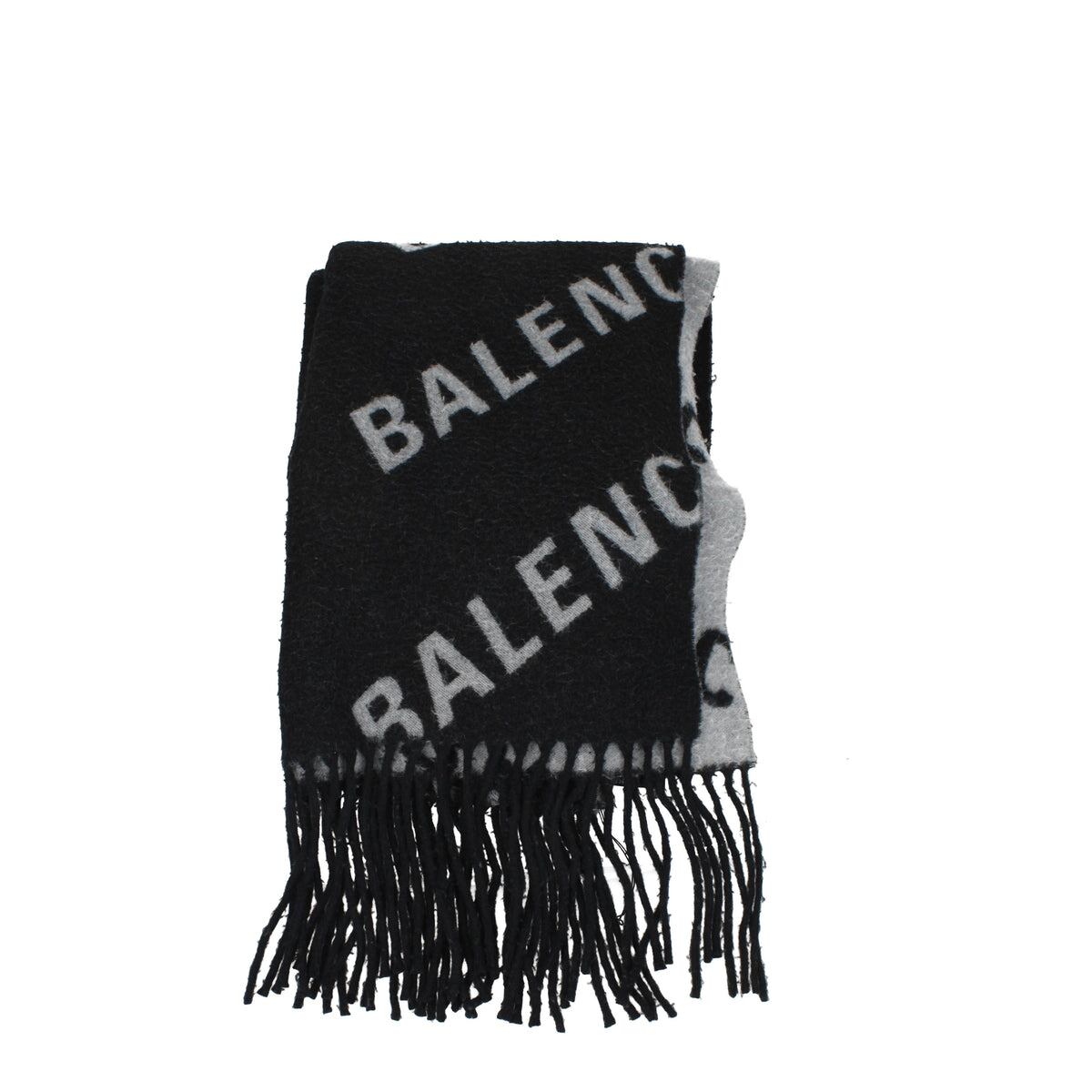 【新品】BALENCIAGA バレンシアガ メンズ スカーフ ウール ブラック 697725421B11077