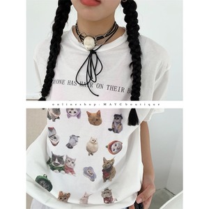 ovely cat print tee <3colors>