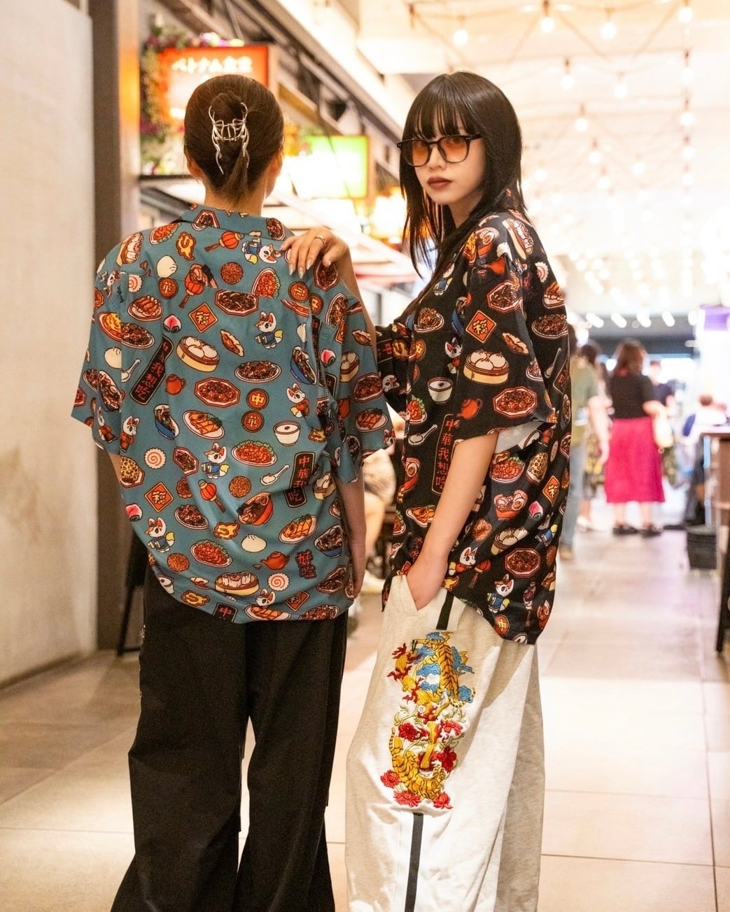 中村杏子コラボ中華総柄シャツ/Black | チュウカタベタイ