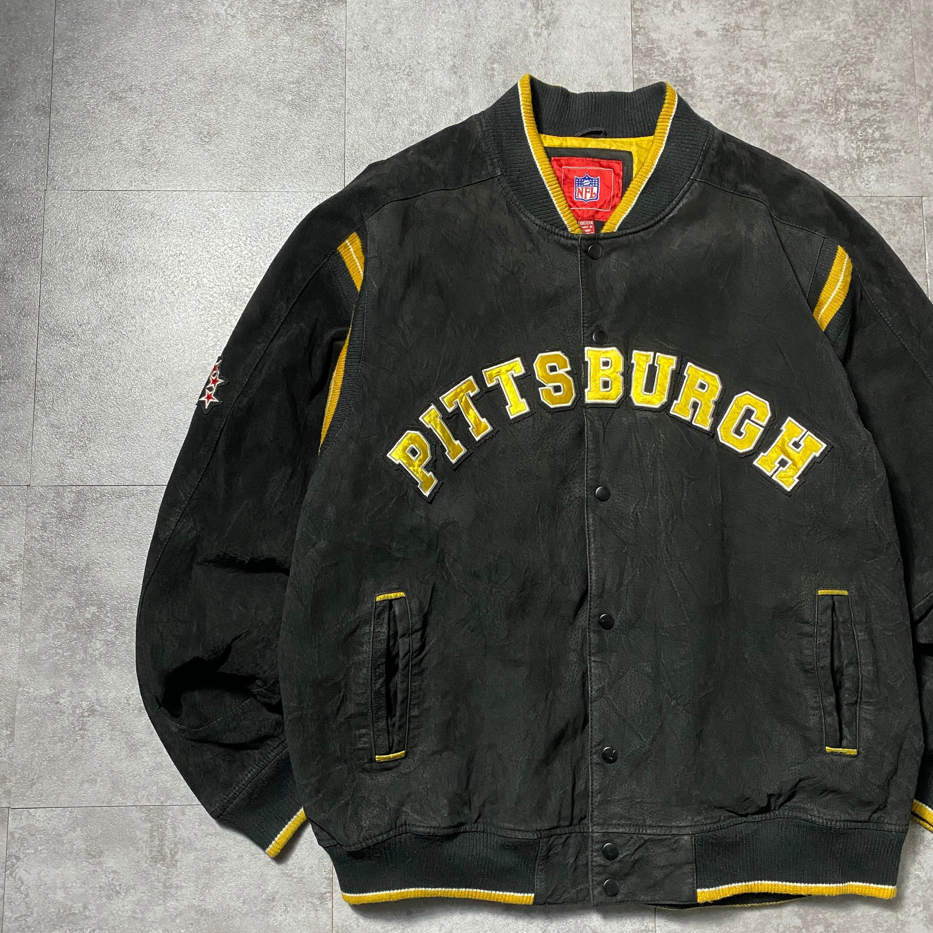 90's NFL Steelers スティーラーズ アーチロゴ バックロゴ ラインリブ 90's NFL Steelers スティーラーズ アーチロゴ バックロゴ ラインリブ