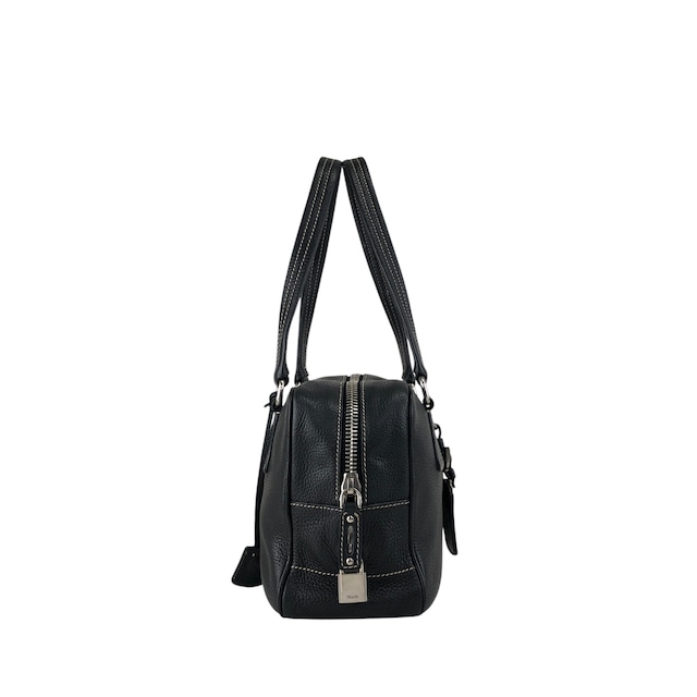 PRADA プラダ ハンドバッグ ブラック ロゴ型押し レザー ミニボストン vintage ヴィンテージ オールド wuztbm