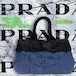 プラダ:デニム×レオパード柄ハラコ製カナパトートMM/BN2384型/PRADA DENIM TOTE DENIM LOGO+CAVA AVIO+MIMETIC