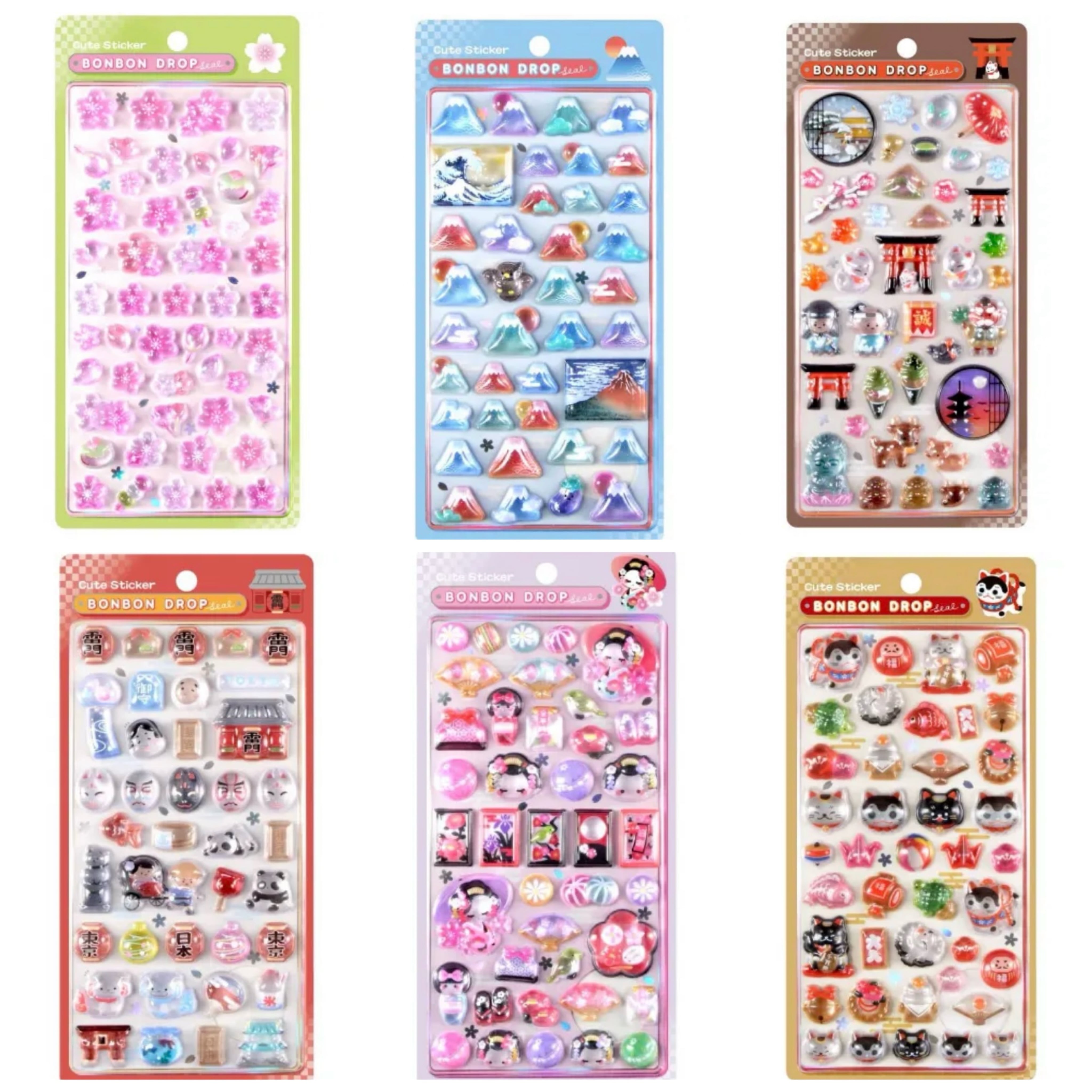 ボンボンドロップシール　和柄　コンプリートシール 12セット 正規品】ボンボンドロップシール和柄6枚セット(東京観光＋古都めぐり＋