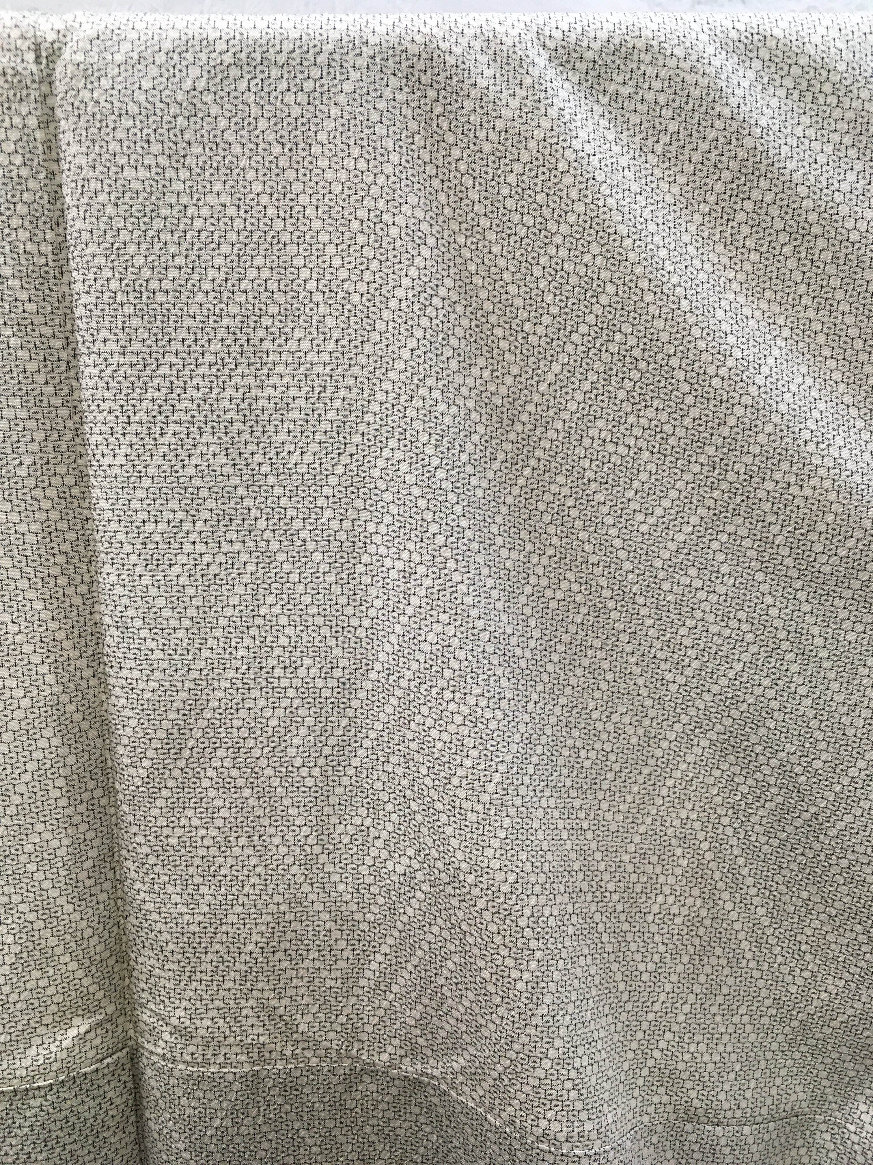 塩沢お召袷（白地｜桧垣の柄）