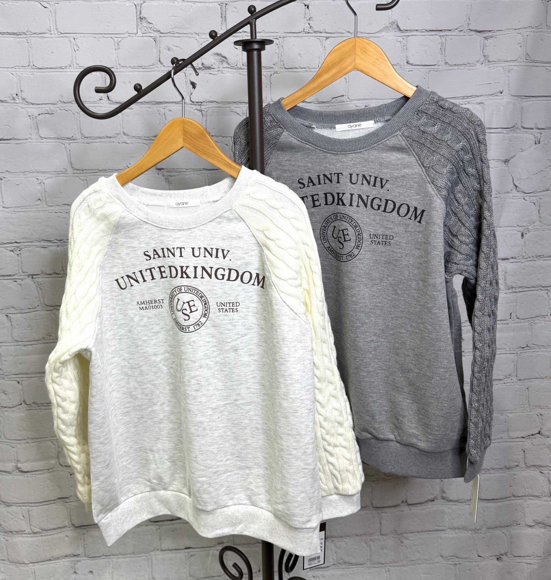 SALE！ayane アヤン ニットスリーブ裏毛プルオーバー 816349 | Select