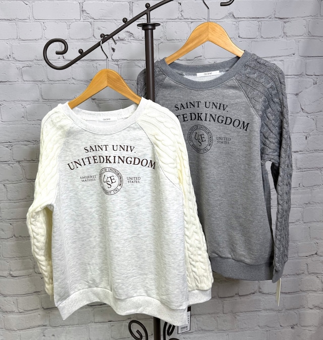 SALE！ayane アヤン　ニットスリーブ裏毛プルオーバー　816349