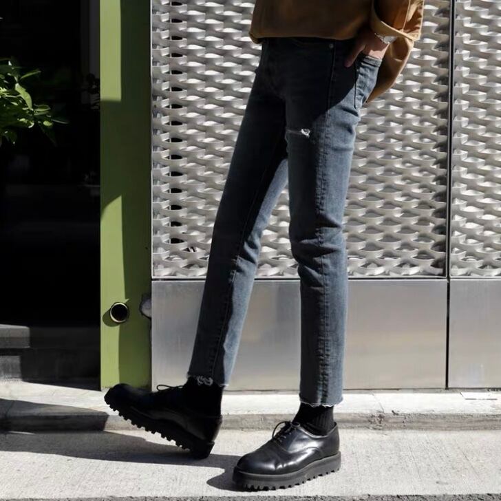 アシメダメージスキニーデニム Se468 韓国メンズファッション通販サイト 3seconds